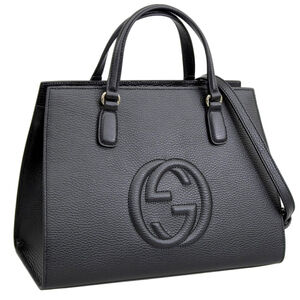 Gucci Outlet Leather Tote Bag Black
